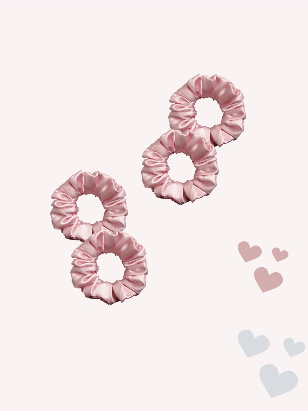 Pink Satin Hair Scrunchies Set - Picture 3 of 10
